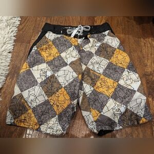 🍁 Radical Spike Board shorts, black and gold Size Large 12/14